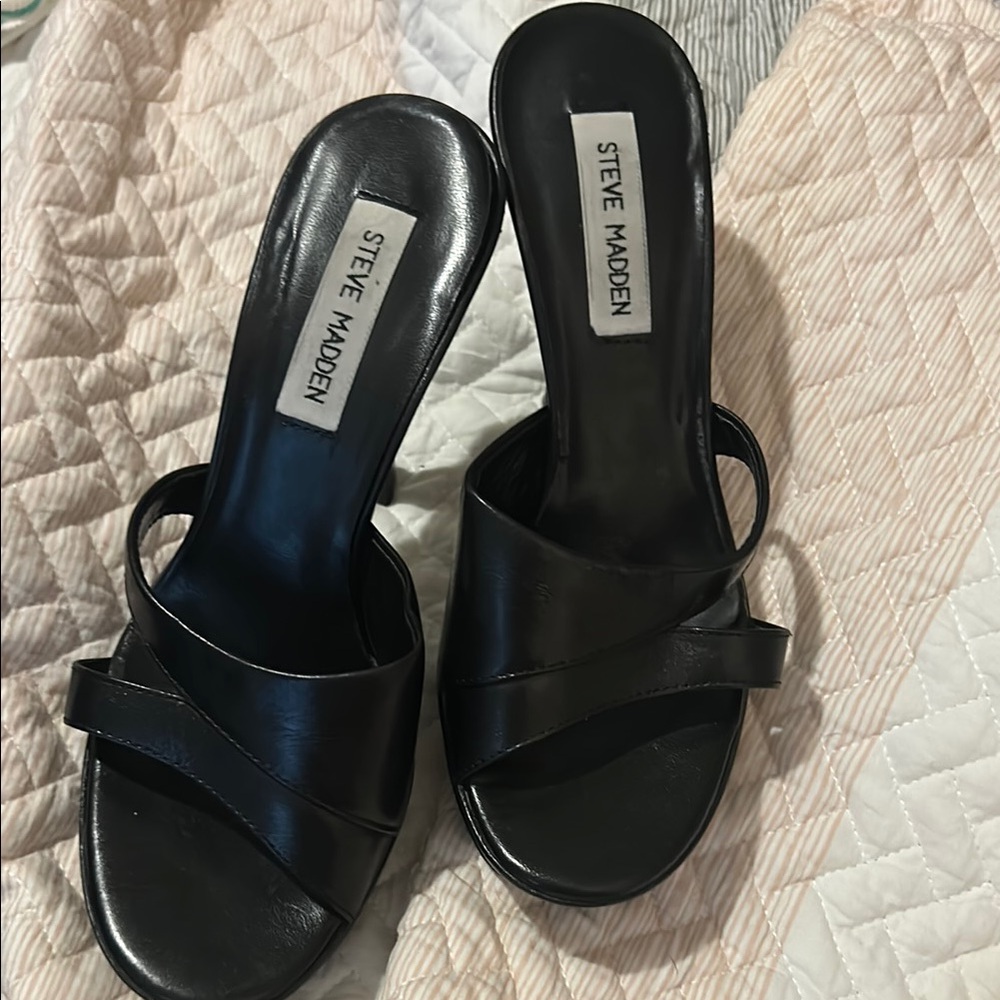 Steve Madden Black Mules with H-Strap